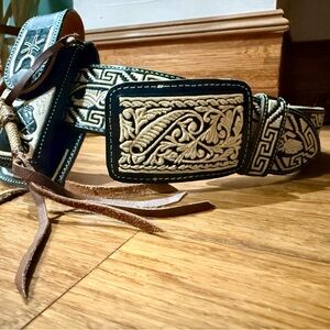 Artisan Black and Cream Leather Belt